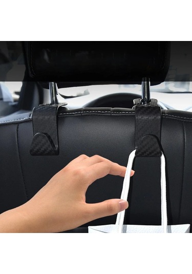 4 Adet Çanta Kancaları Araba Klipleri Ön Koltuk Kafalık Gri Siyah