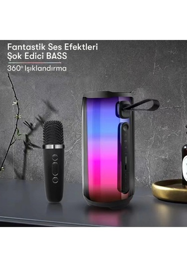 Cosmotex Newface Pluse 5 Mikrofonlu Rgb Kablosuz Hoparlör - Siyah