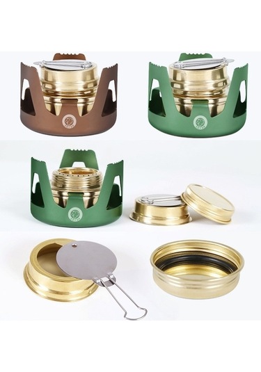 Prestigegoods Stur Y2218 Açık Hava Hafif Alüminyum Taşınabilir Alkol Ocakları Bronz Kahverengi 9.5x6.5 Cm Kahverengi