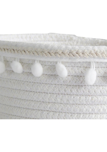 Suntek Güzel Yumuşak Depolama Sepeti Dokuma Pamuk İpliği Yün Beyaz Peluş Top Beyaz
