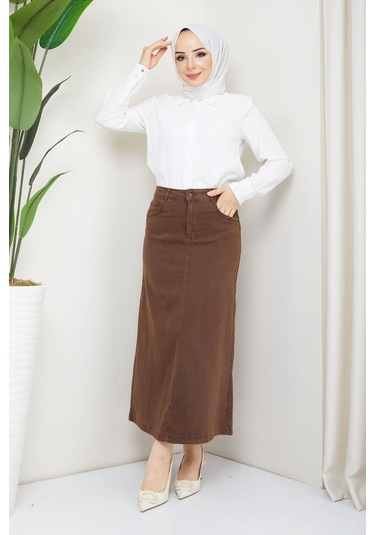 Ara Boy Likralı Gabardin Etek Kahverengi