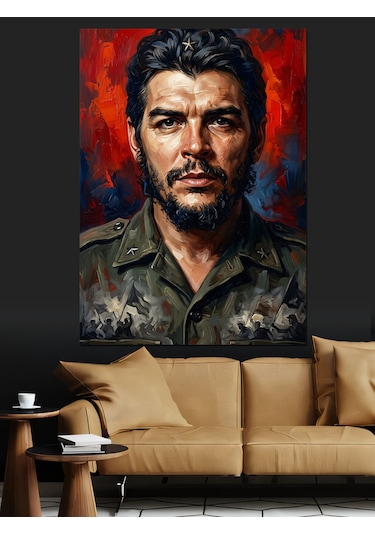 Che Guevara Karizmatik Portre Çalışması Dekoratif Kanvas - Mdf Ahşap Tablo