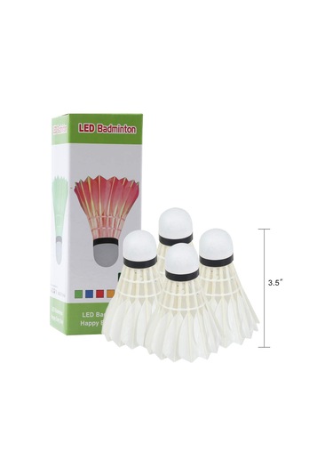 Vkemall Led Işıklı Badminton Topu 4'lü Paket Kırmızı, Yeşil, Mavi, Renkli - Gece Sporu İçin Dayanıklı, Hızlı Aktifasyon, Kauçuk Uç Ve Kazak Tüylü