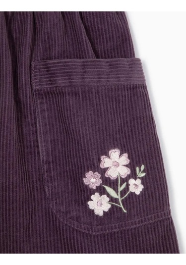 Gloria Jeans Nakışlı Koyu Mor Kadife Paperbag Etek 482128583 Koyu Mor