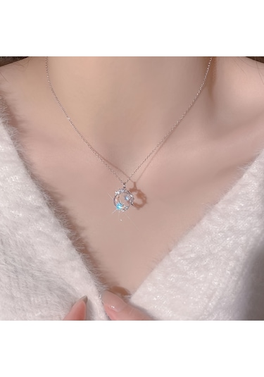 Tcherchi Yıldız Ay Aytaşı Kolye Gümüş