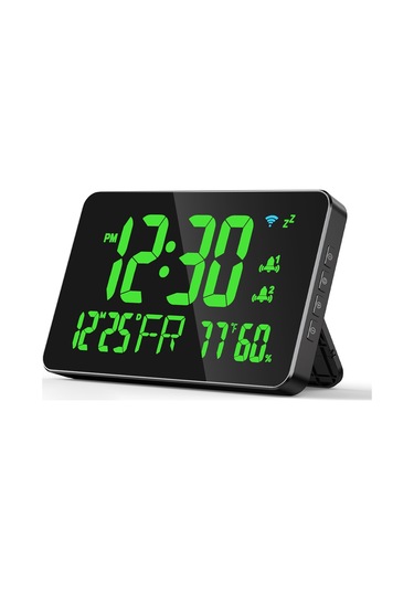 Singree Tuya Wifi Akıllı Sıcaklık Nem Saati - Geniş Açılı Led Ekran, Uzaktan Takip, Alarm Özellikli