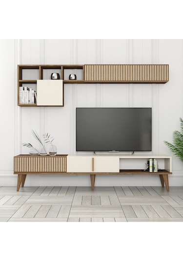 Variant Milan 3'Lü Salon Takımı - Ceviz - Krem