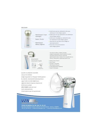 Vzn Ltn200 Yeni Nesil Kademeli Ultra Sessiz Şarjlı Mesh Nebulizatör