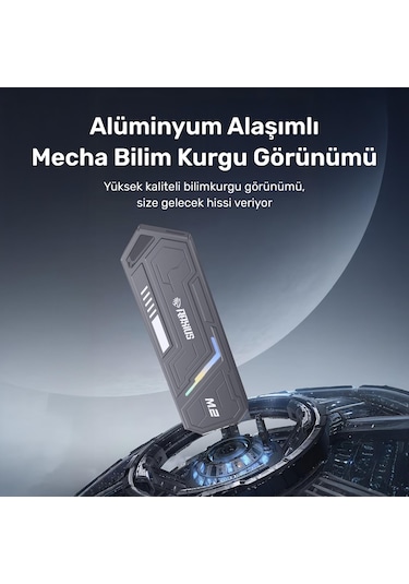 Raxius Dk03 Usb-a/type-c Kablolu Rgb 1tb 22x80 M.2 Nvme Taşınabilir Harici Ssd