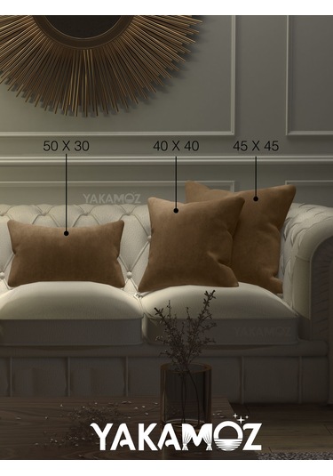 Br Yakamoz Kaju Rengi Kırlent , Yastık Kılıfı Kadife Görünümlü Velvet Touch Serisi Kaju Rengi