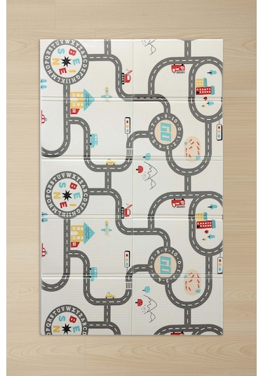 Araba Yarışı Katlanabilir Çocuk Oyun Matı 200 x 130 x 1 CM