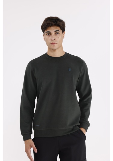 Rowinger Modal Karışımlı Yumuşak Dokulu Rahat Kalıp Esnek Kullanım Sunan Sweatshirt Haki