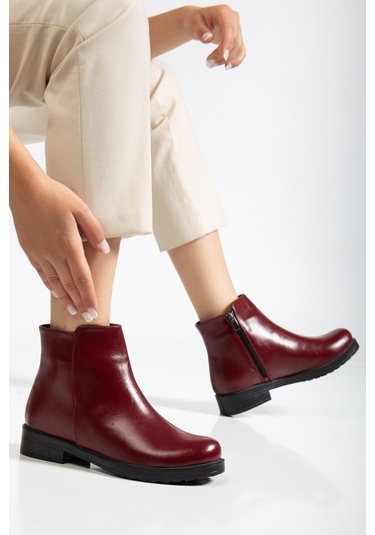 165-204 Bordo Yanki Günlük Kadın Bot Bordo