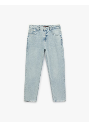 Koton Normal Bel Pamuklu Vintage Straight Fit Jean Pantolon Açık İndigo 6wam40018ıd Açık İndigo