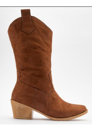 Kovboy Kanvas Western Tarz Sivri Bot Açık Taba -taba