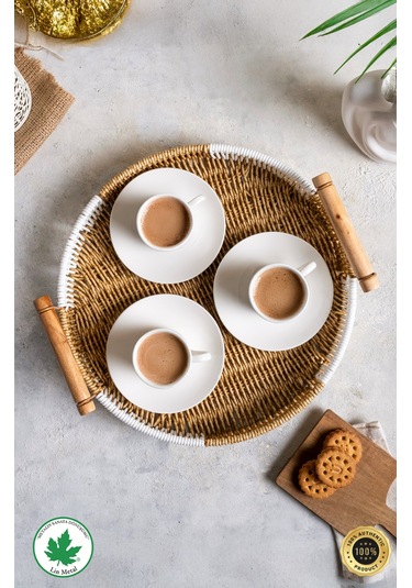 Yuvarlak Hasır Tepsi - Çift Renkli - 30 Cm Kahverengi