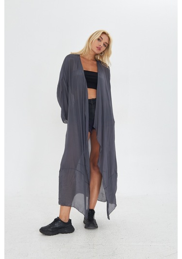 Kutaf Antrasit Ultra Soft Uzun İ Kimono Gri
