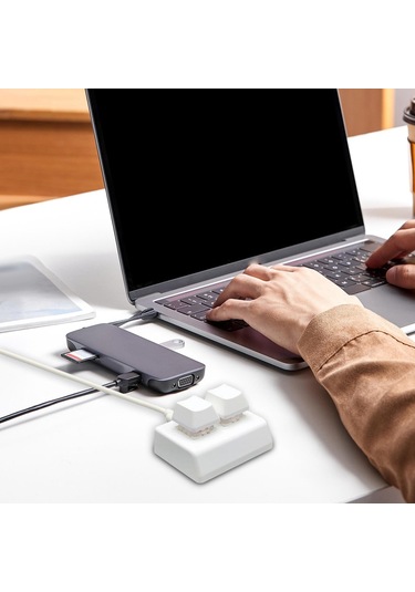 Suntek 2 Tuşlu Klavyesi, Type C Pc Programlama Makro Ses Beyaz