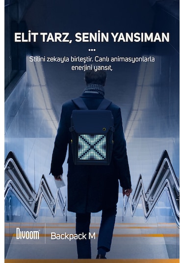 Divoom Pixoo Backpack-m Ve Slingbag Led Çanta Seti Siyah