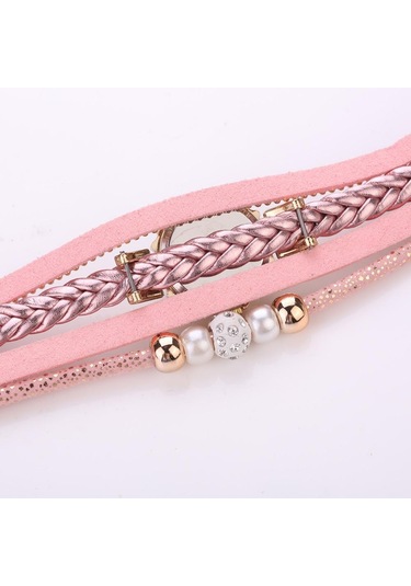 Bej Kadın Moda Kuvars Bilek Vintage Örgü Wrap İzle Bilezik