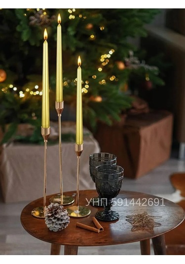 Candle Light Co. Antika Uzun Sarı Mumlar 210568044 Altın Rengi