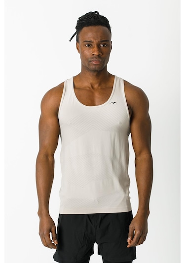Maraton Active Ekstra Slim Erkek Atlet Yaka Kolsuz Training Taş Rengi Atlet 824011-Taş Rengi