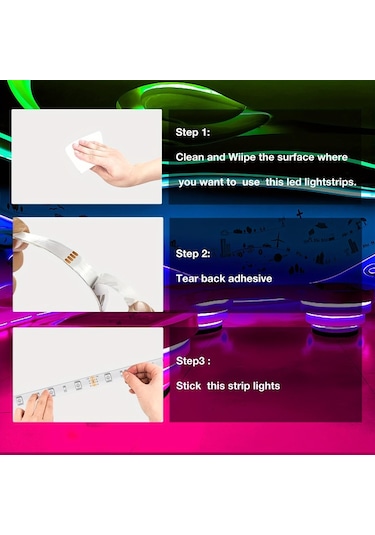 App Kontrollü Ve 44key Uzaktan Kumandalı 5050rgb Parti Atmosferi Işıkları 44key -15m