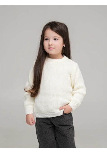 Djaza Kids Çocuklar İçin Örme Oversize Kazak 242518028 Sütlü