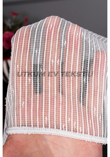 Çizgili Nokta Desen Armür Tül Perde Akdz 1077