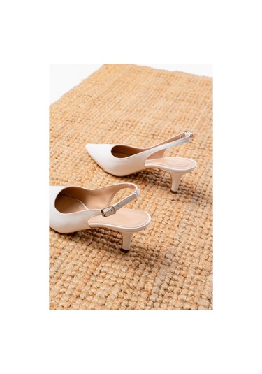 St-1152 Beyaz Günlük 7 Cm Topuklu Kadın Ayakkabı Beyaz