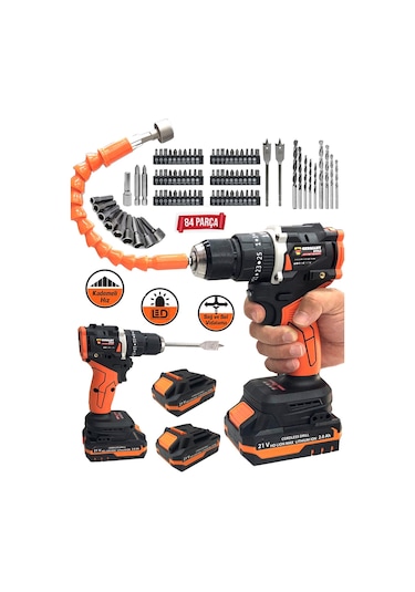 Germany Style MS8006 21V Çift Akülü Vidalama Çelik Mandren Kömürsüz Motor Darbeli Şarjlı Matkap