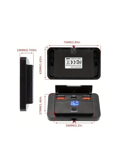 Stil A Duvara Montaj İçin Tasarlanmış, Usb C Ve Çift Qc 3.0 Araç Usb Bağlantı Noktaları İle Donatılmış, Düğme Anahtarı, Çok Bağlantılı Güç Soketi, Araçlarda, Otobüslerde, Karavanlarda Ve Kamyonlarda Dıy Aksesuarları İçin Uygun, Pil Olmadan