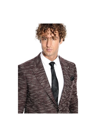 Wessi Desenli Slim Fit Spor Bordo Erkek Ceket - Wessi Bordo