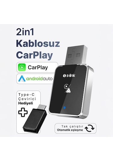 S-lınk Sl-car01, 2in1 Android Ve Apple Uyumlu Cihazlar, Kablosuz Android