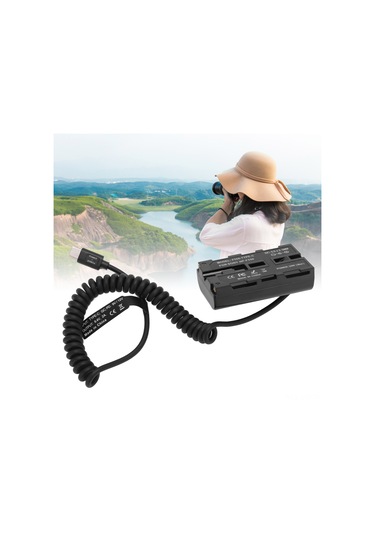 Geeroyoo Type-c Girişli F550 Yaylı Kablolu Sahte Pil - Monitör Ve Dolgu Işığı İçin Kararlı Güç Adaptörü