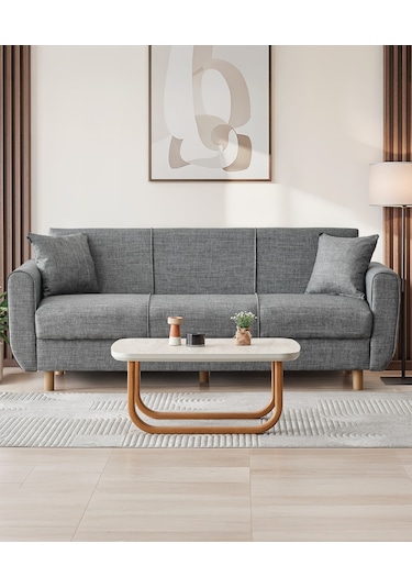 Flavia 3'lü Kanepe Salon, Oturma Odası Yataklı Bazalı Gri
