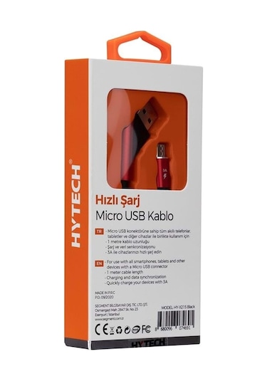 Hytech Hy-X215 3A Micro Usb 1M Siyah Data + Sarj Kablosu