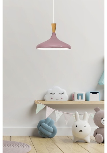 Champion Lila Ahşap Huni Tekli Avize Sarkıt Salon Mutfak Cafe Butik Lamba Aydınlatma Avizeler Lila