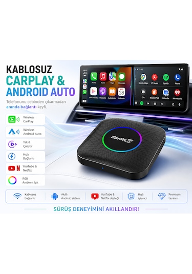 Carlinkit Tbox Max Ambient 13.0 8gb/128gb Kablosuz Carplay & Android Auto Diğer