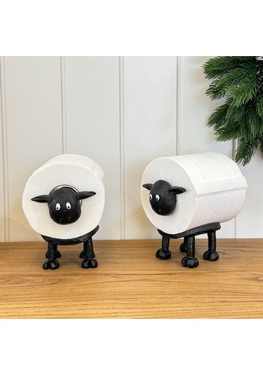 Ximistore9 Modern Minimalist Siyah Koyun Şekilli Kağıt Havlu Tutucu - Sentetik Reçine Mutfak/ofis Masaüstü Aleti Siyah