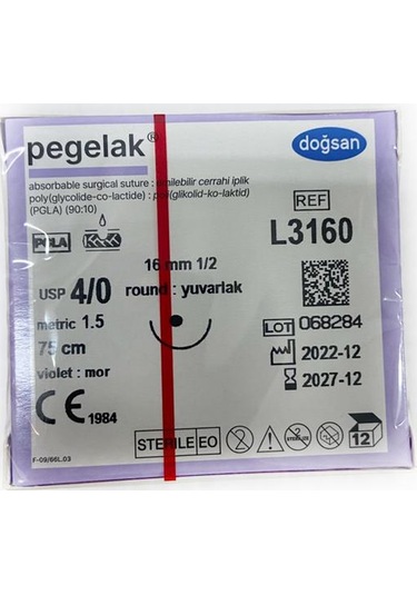 Doğsan Pegalak 4/0 16 MM Yumuşak Emilebilir Cerrahi İplik
