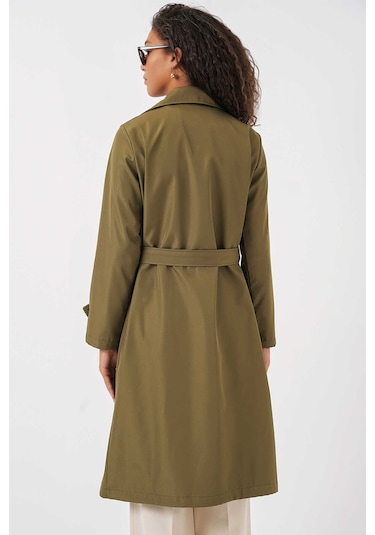 Gabria Kol Düğme Detaylı Trenchcoat Haki
