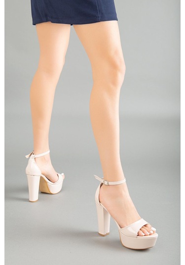Tek Bant Rugan Ten Kadın Platform Topuklu Abiye Ayakkabı 2384 Ten