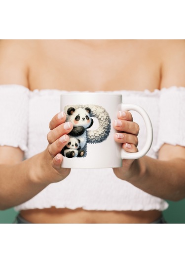 P Harfi Tasarım Bardak, Sevimli Hayvan Temalı Harf Bardağı Beyaz