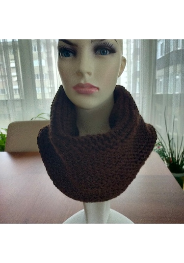 Kahverengi El Yapımı Unisex Boyunluk Koyu Kahverengi
