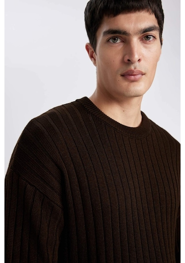 DeFacto Relax Fit Bisiklet Yaka Basic Düz Triko Kazak B9723AX24SPBN497