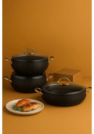 Yunusoğlu Home Granit 6 Parça Tencere Set 2.5 L X 5.5 L X 7.5 L