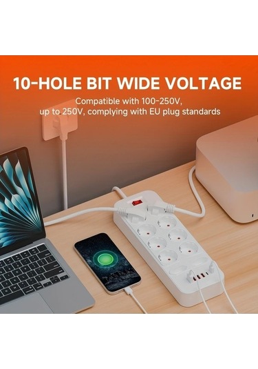 Besthome1 Dream011 Siyah 3680w Avr. Fişi 16sı 1 Arada 10a 6 Usb 2 Type C 18m Kablosu Ev Ofis Paneli Güç Dağıtma