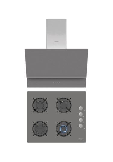 Simfer QS Gri 2'li Cam Ankastre Set (3538 Ocak + 8736 Davlumbaz)