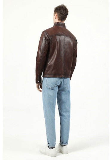 Kızıl Dericlub Sdx2020 Jumbo Gerçek Deri Erkek Mont Kızıl Kahve